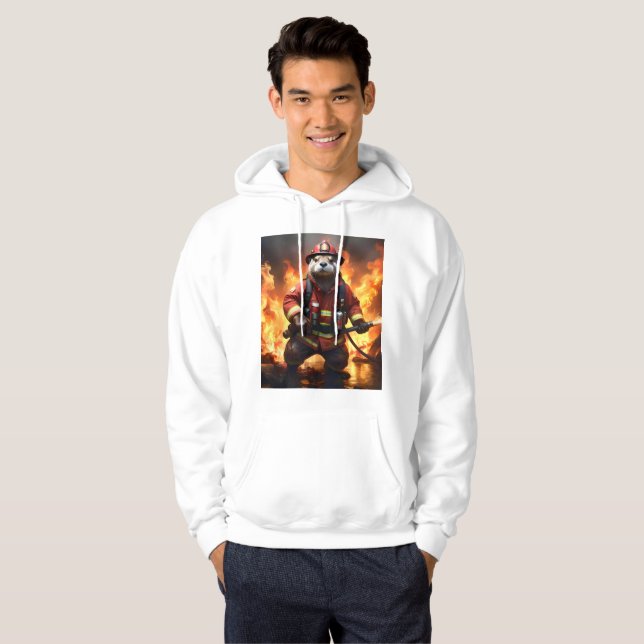 **"Päls och Flames: Otter Firemans Backburn Hoodie (Hel framsida)