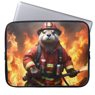 **"Päls och Flames: Otter Firemans Backburn Laptop Fodral