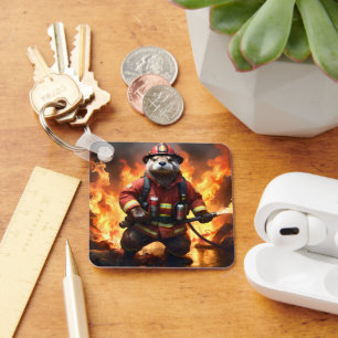 **"Päls och Flames: Otter Firemans Backburn Nyckelring