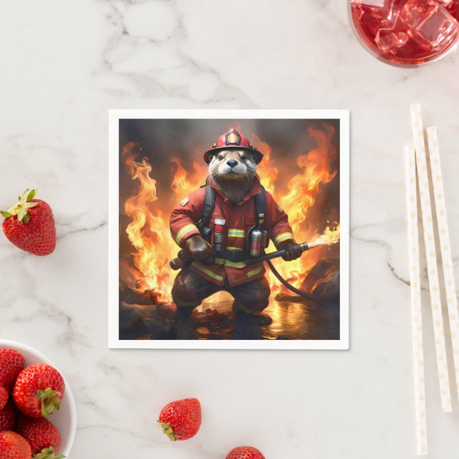 **"Päls och Flames: Otter Firemans Backburn Pappersservett (Insitu)