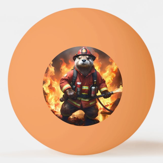 **"Päls och Flames: Otter Firemans Backburn Pingisboll (Framsidan)
