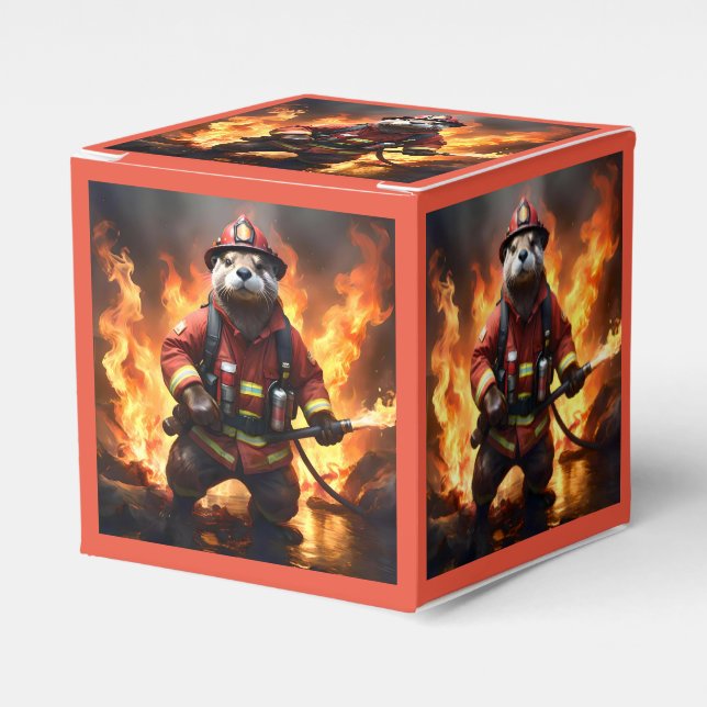 **"Päls och Flames: Otter Firemans Backburn Presentaskar (Framsidan Sidan)