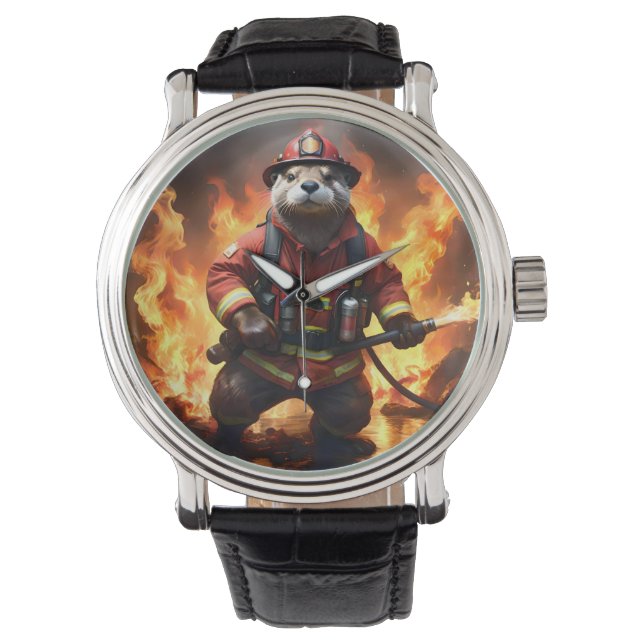 **"Päls och lågor: Utterbrandmannens motbrand Armbandsur (Framsida)