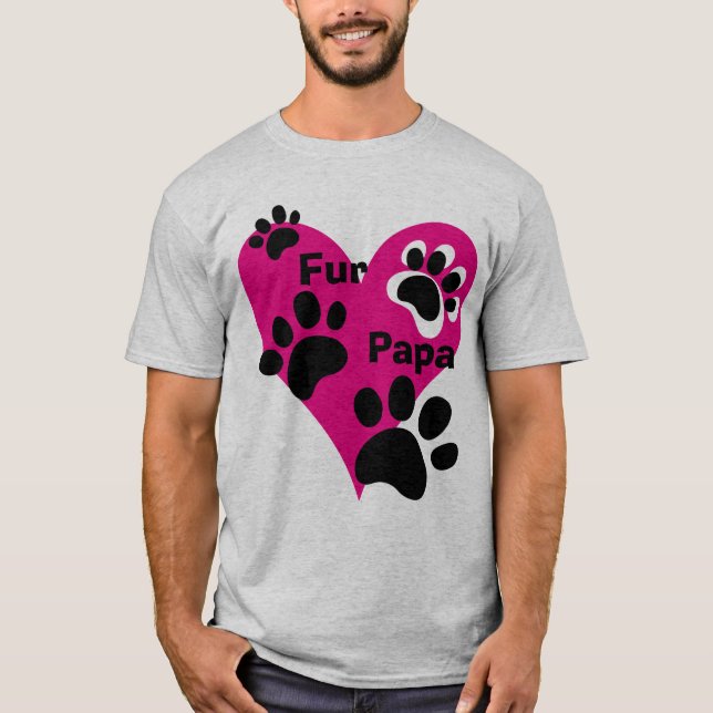 Päls Pappa Big Rosa Heart Tass avtryck Kärlek Gift T Shirt (Framsida)
