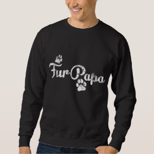 Päls Pappa Cute Hund Cat Lover Pappa Pawprint Gift Lång Ärmad Tröja