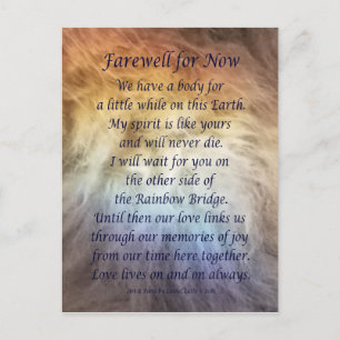 Päls Rainbow Bridge Pet Grief Sympathy Postcard Vykort
