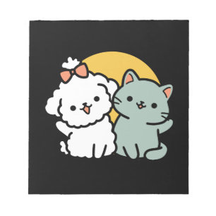 Päls-Real Friends Forever Cute Cat & Hund Duo Anteckningsblock