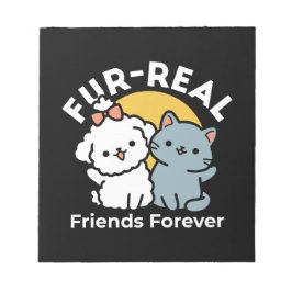 Päls-Real Friends Forever | Cute Cat & Hund Duo Anteckningsblock