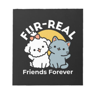 Päls-Real Friends Forever Cute Cat & Hund Duo Anteckningsblock