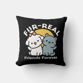 Päls-Real Friends Forever | Cute Cat & Hund Duo Kudde