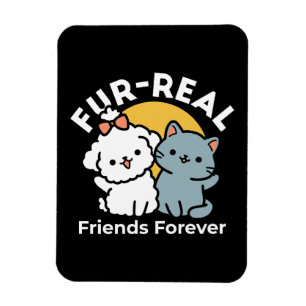 Päls-Real Friends Forever Cute Cat & Hund Duo Magnet