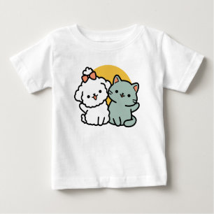 Päls-Real Friends Forever   Cute Cat & Hund Duo T Shirt