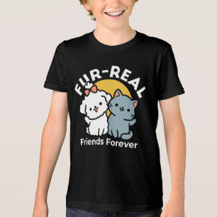 Päls-Real Friends Forever   Cute Cat & Hund Duo T Shirt