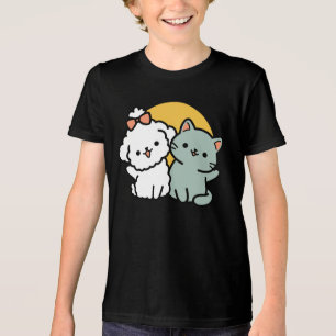 Päls-Real Friends Forever   Cute Cat & Hund Duo T Shirt