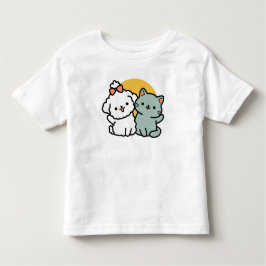 Päls-Real Friends Forever | Cute Cat & Hund Duo T Shirt