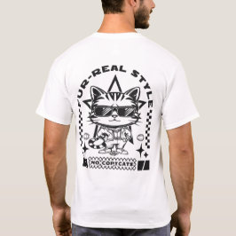 Päls-real Stil-katt, solglasögon T Shirt
