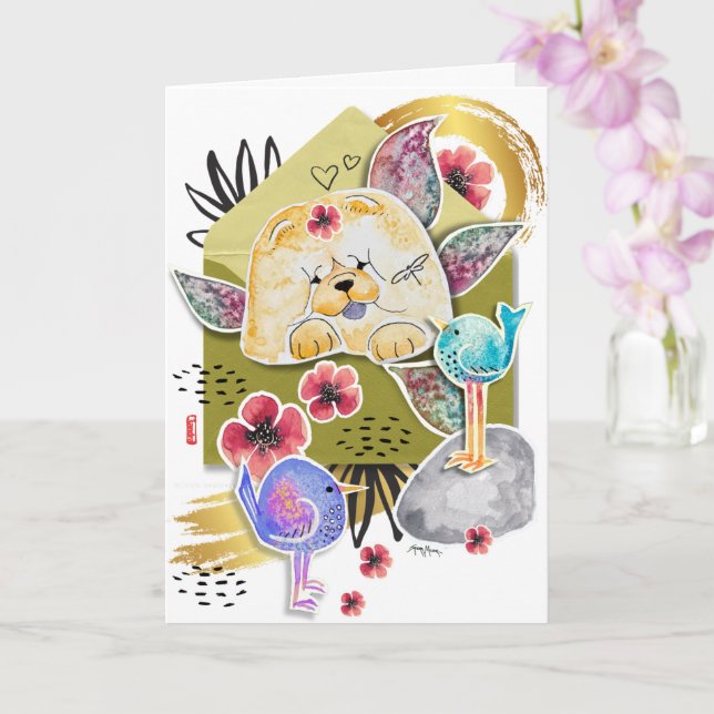 PÄLS-ST-hund-kort för POSTKLASS Kort (Orkide)