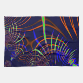 Pälsad kurvor från kalkgrönt till korallat och blå kökshandduk