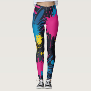 Pälsbalkar från Vibrant färg stänk Leggings