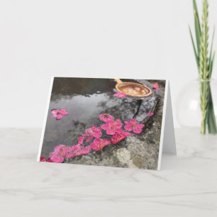 Pälsblommor rosa vatten helgkort