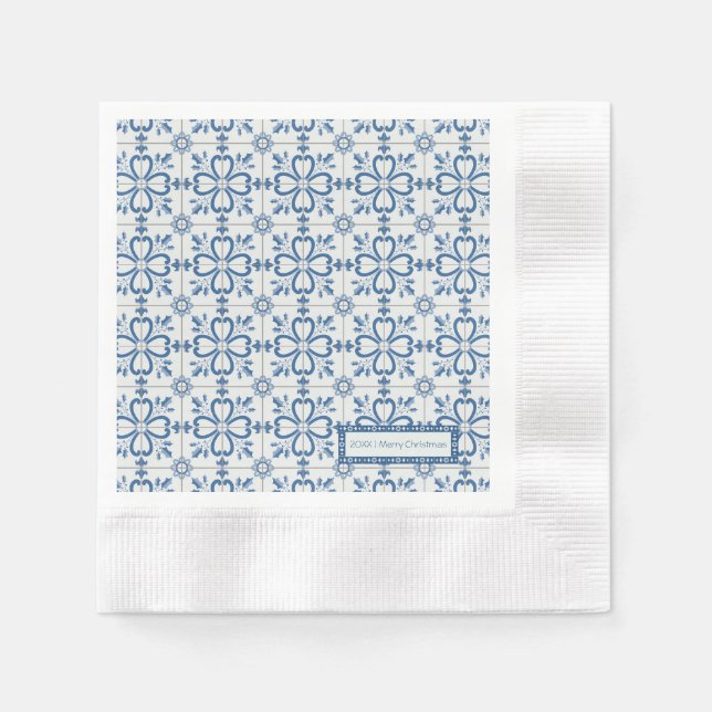 Pälsbrickor av julklapp, löv och blommor pappersservett (Framsidan)