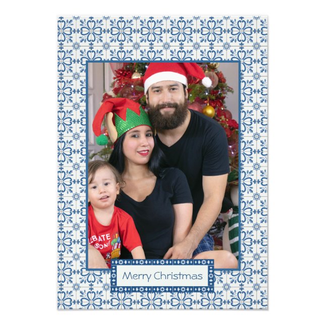 Pälsbrickor av julklapp och blommor ram fototryck (Framsidan)