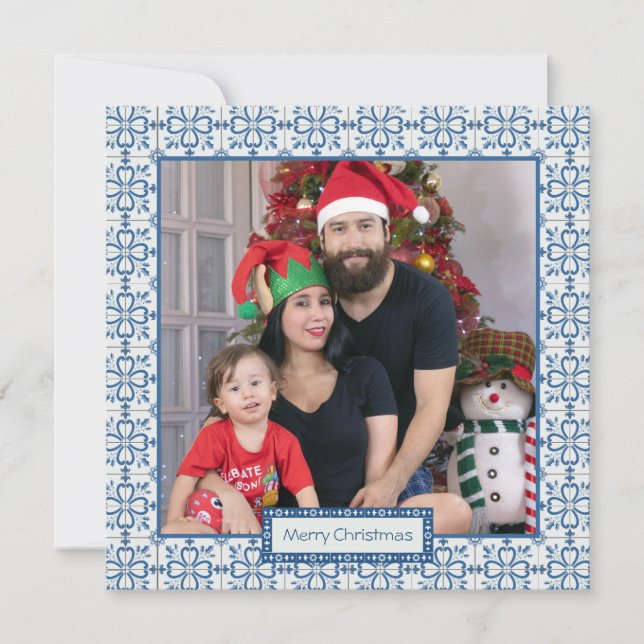 Pälsbrickor av julklapp och blommor ram julkort (Framsida)