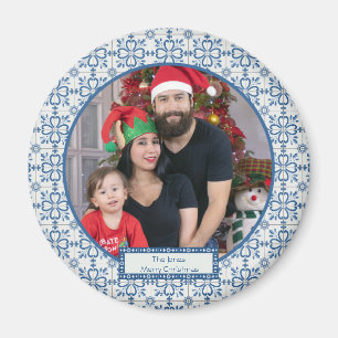 Pälsbrickor av julklapp och blommor ram magnet