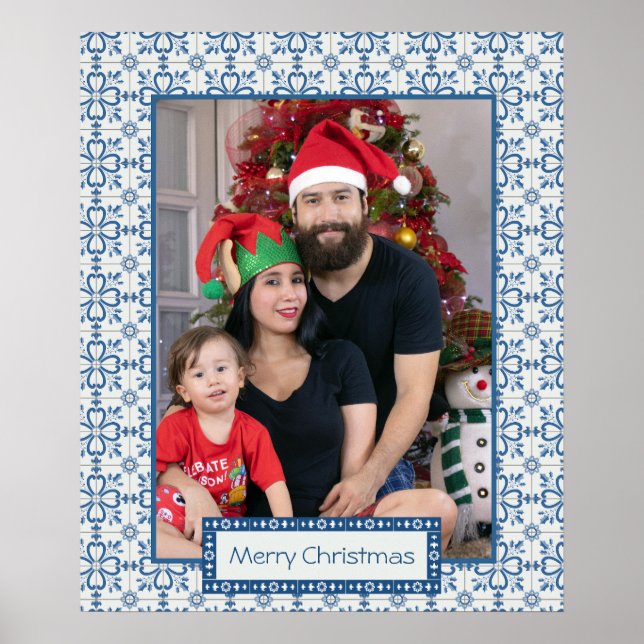 Pälsbrickor av julklapp och blommor ram poster (Framsidan)