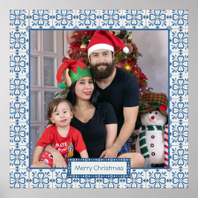 Pälsbrickor av julklapp och blommor ram poster (Framsidan)