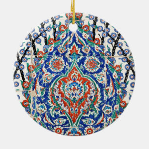 Pälsbrickor för turkiska blommigtar julgransprydnad keramik