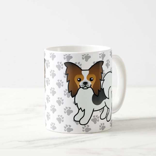 Pälsfärgad Papillon Söthund & Tassar Kaffemugg (Framsida höger)