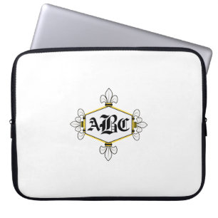 Pälsfodra de lis, guld, tillfoga initialer/namn laptop fodral