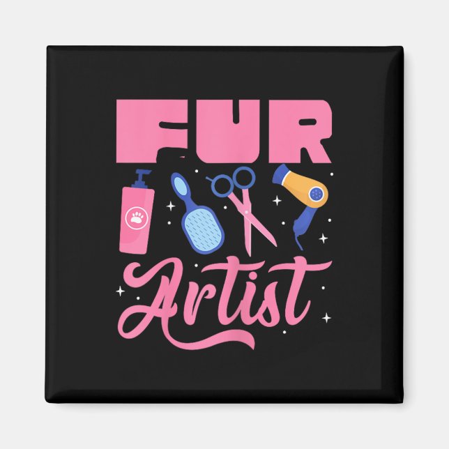 Pälskonstnär Hundfrisörskan Husdjur Valp Omsorg Gr Magnet (Framsidan)