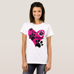 Pälsmamma Stort Rosa Hjärta Tassavtryck Kärleksgåv T Shirt