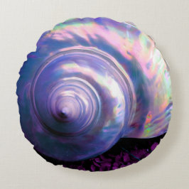 Pälsmysk opalescent mor av pärlor rund kudde