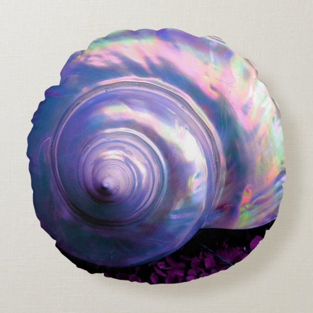 Pälsmysk opalescent mor av pärlor rund kudde (Framsidan)