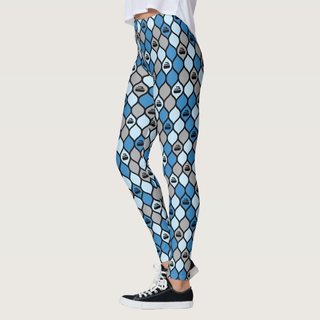 Pälsskinn av Curling Tile Leggings - Blå/Grått (Vänster)