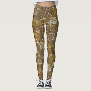 Pälsskinn av monat Blommönster Leggings