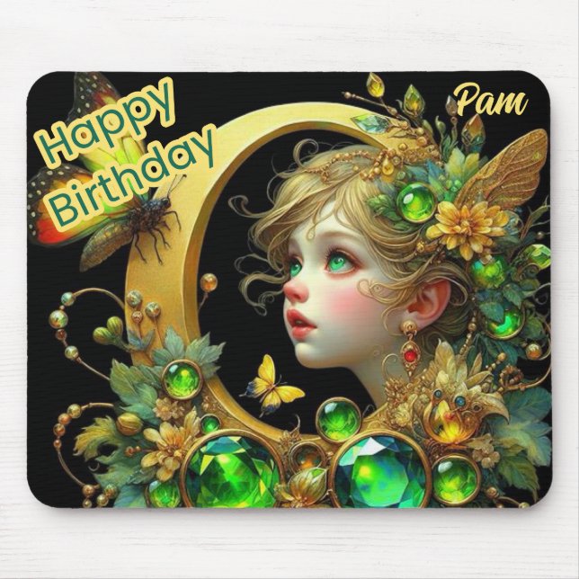 PAM ~ Grönt Eyed Fairy ~ Mousepad Musmatta (Framsidan)