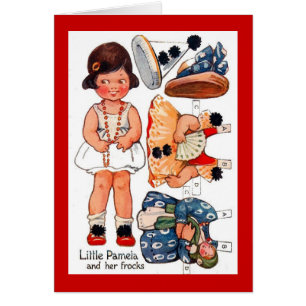 Pamela för vintagePaperdoll liten flicka kort