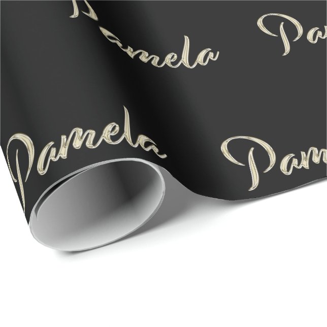 Pamela white gold Handwriting Geschenkpapier Presentpapper (Rullad Hörn)
