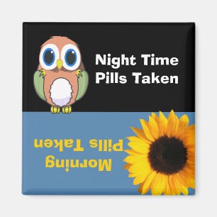 Påminnelse av Uggla och blommor Magnet