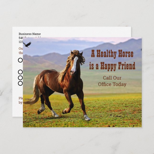 Påminnelse om hästmöte för veterinär efter operati vykort (Fram/baksida)