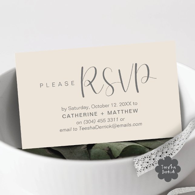 Påminnelse om modern Bröllopsinbjudans OSA Tilläggskort (Modern Wedding Celebration Invites RSVP Reminder Enclosed Card in Aesthetic Cream Grey)