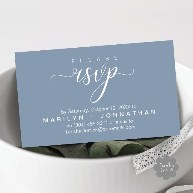Påminnelse om Modern Classy OSA Bröllop webbplats Tilläggskort (Modern Classy RSVP Wedding Website Reminder Enclosure Card Dusty Blue)
