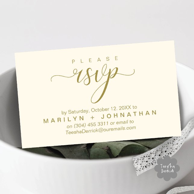 Påminnelse om Modern Classy OSA Bröllop webbplats Tilläggskort (Modern Classy RSVP Wedding Website Reminder Enclosure Card Yellow Gold)