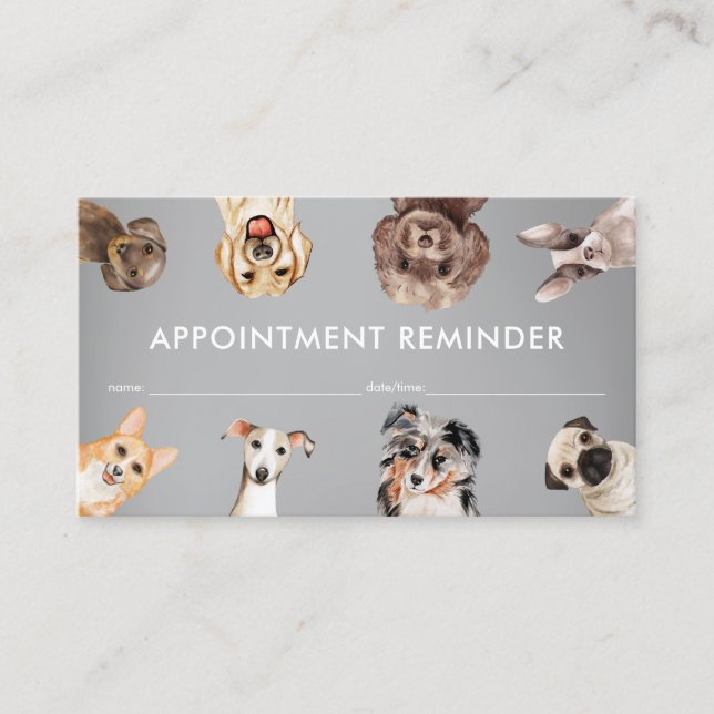 Påminnelse om små hundars grooming-återbesök visitkort (Framsida)