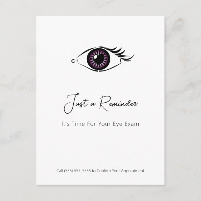 Påminnelse om synundersökning hos Purple Eye Vykort (Framsida)