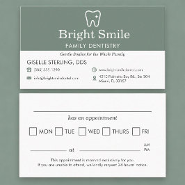 Påminnelse om tandläkartid på Sage Green Dental Of Visitkort
